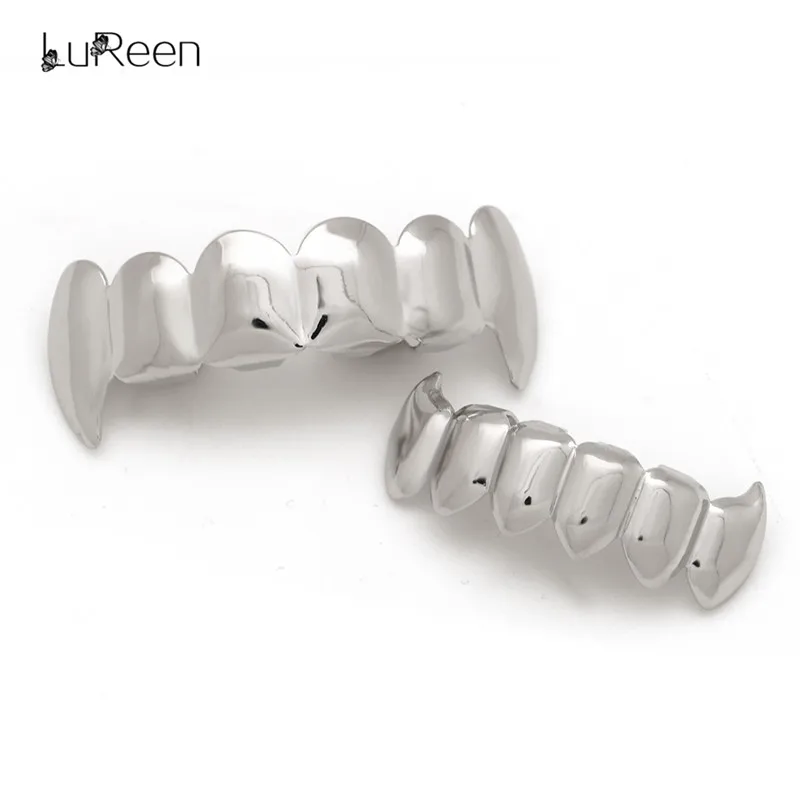 LuReen золотые зубы Grillz Топ& Botom зуб грили стоматологический Хэллоуин Клык вампир зубы шапки вечерние украшения для тела XHYT1076