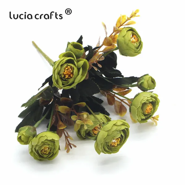 green Lucia crafts 1 пачка 28 см шелковая ткань искусственная чайная роза искусственный букет цветов для свадебной вечеринки украшения дома DIY A0313 - Цвет: green