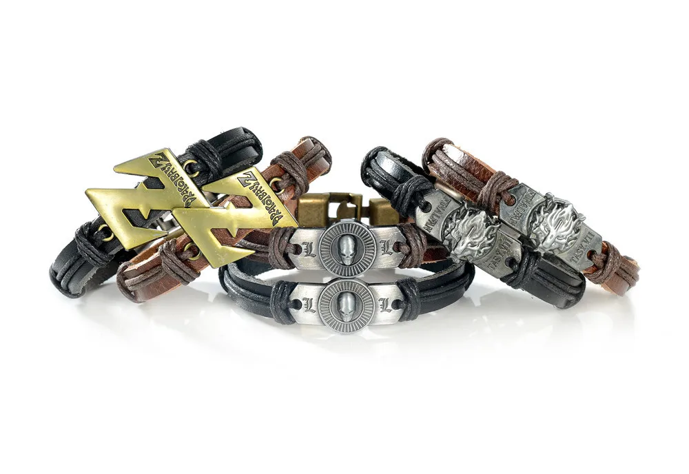 8 видов аниме кожаные браслеты Жемчуг дракона Z Death Note Final Fantasy Assassins панк PU ретро