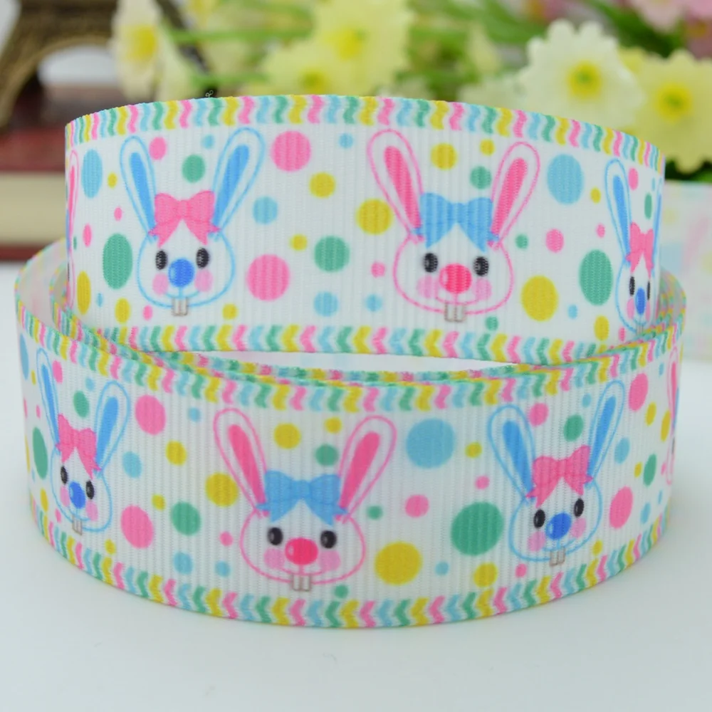 DUWES 7/8 &quot22 мм 2 5 10 20 50 ярдов Пасхальный кролик сова печатная grosgrain лента бант для