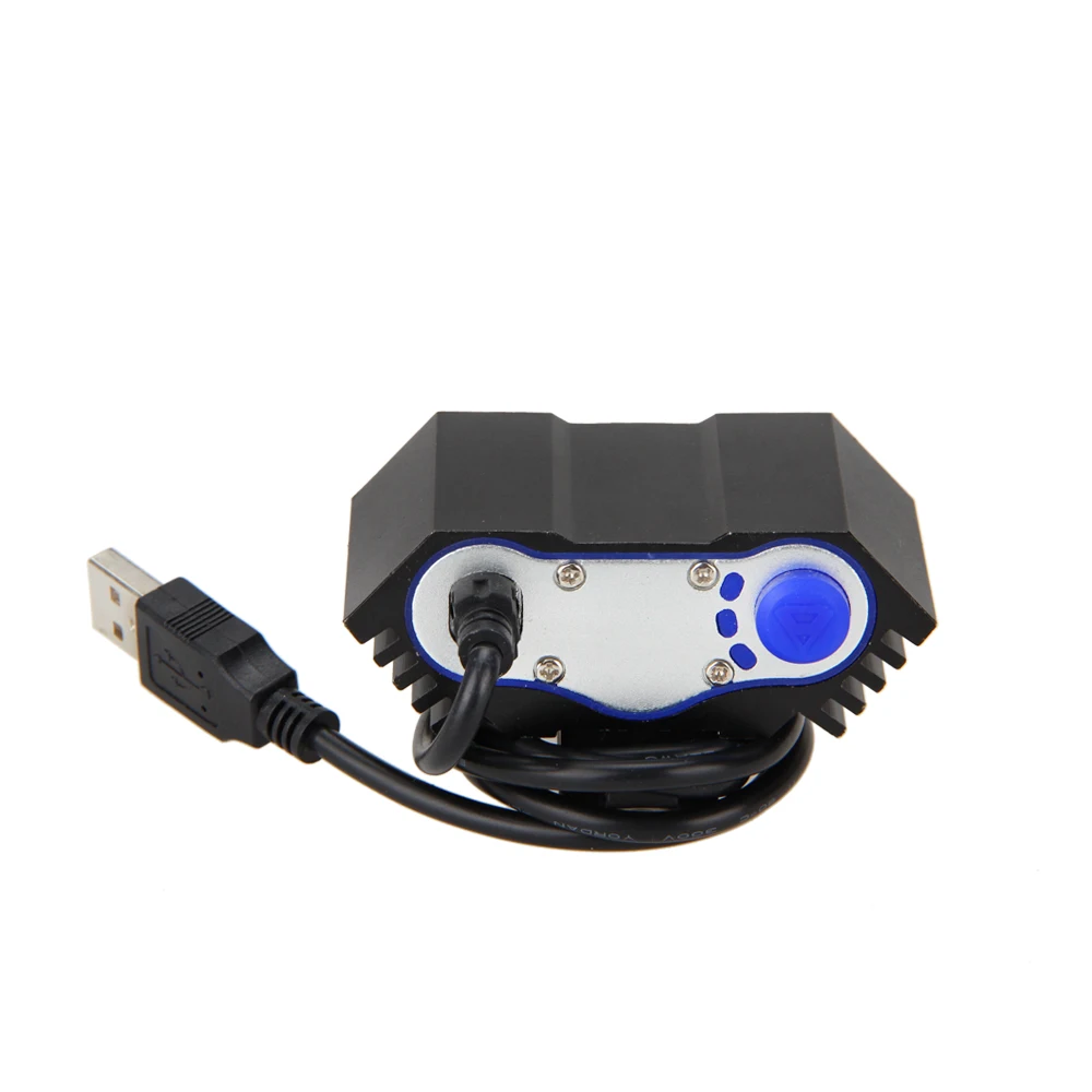 Светильник фонарь 3x T6 LED 7500LM велосипедный с USB Головной аккумулятором 4x18650 +