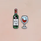 2 шт.компл. эмалированная брошь в стиле винного времени значок на лацкан джинсовая рубашка сумка мультфильм Любовь ювелирные изделия подарок для влюбленных жены