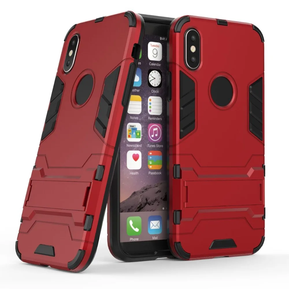 Оптовая продажа 50 шт PC + TPU 2 в 1 Kickstand Armor Hybrid Case для iPhone XS MAX | Мобильные телефоны и