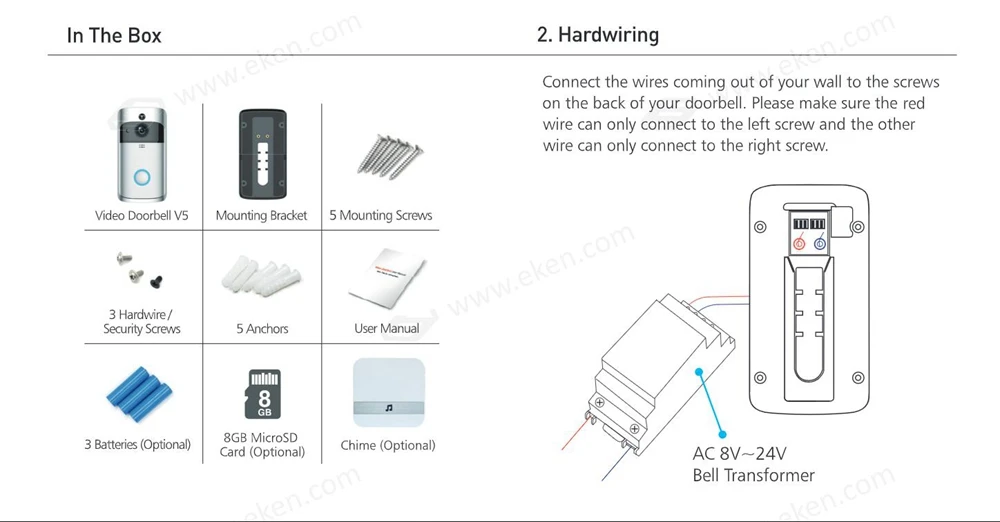 Eken V5 Wifi умный дом видео дверной звонок камера Дверной звонок с колокольчиком ночного видения PIR датчик движения приложение управление