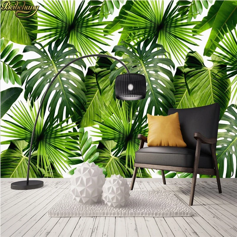 beibehang Custom Wallpaper Large Mural Modern Simple Fresh Rainforest Plant Basho Leaf Pastoral Background Wall | Обустройство дома