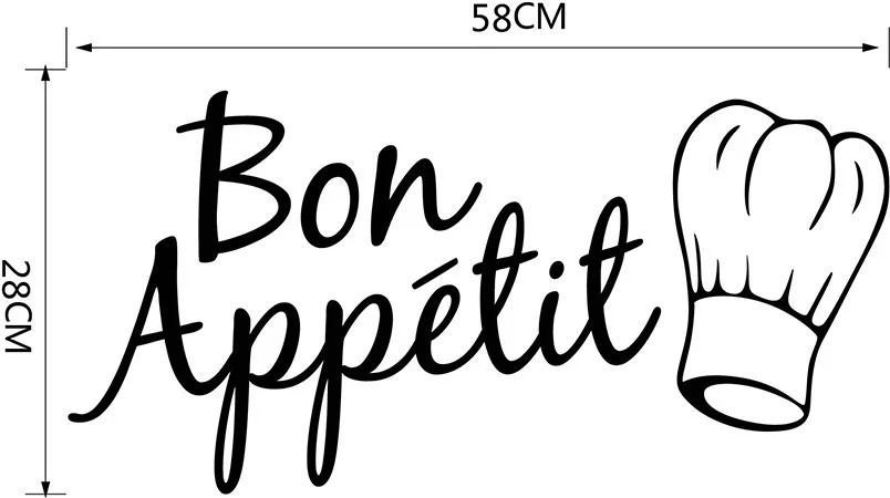 Кухня украшения Bon Appetit Еда с шляпа стены виниловые наклейки DIY Adesivo де Паредес
