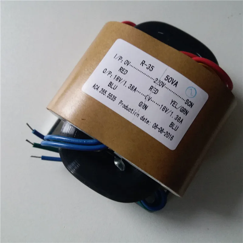 Двойной 18 V/25 V R сердечник трансформатор на заказ 220VAC 50VA 18V 0 18VAC 1.38A с медным экраном