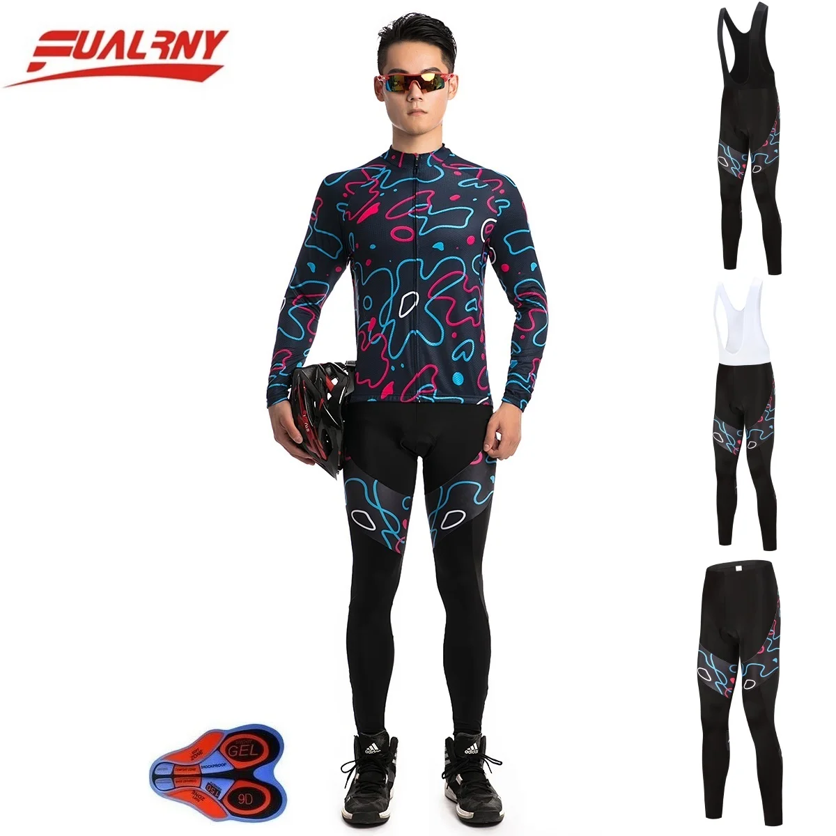 2018 команда FUALRNY с длинным рукавом Ropa Ciclismo Vélo комплекты 9D гель/Осень велосипед