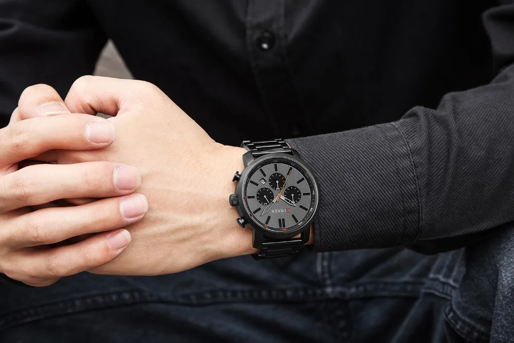 Мужские спортивные кварцевые часы с хронографом и датой|Кварцевые мужские часы| |