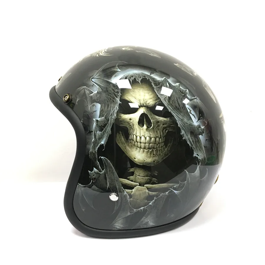 Мотоциклетный шлем с открытым лицом винтажный черепом 3/4|motocicleta capacete|helmet harleyhelmet