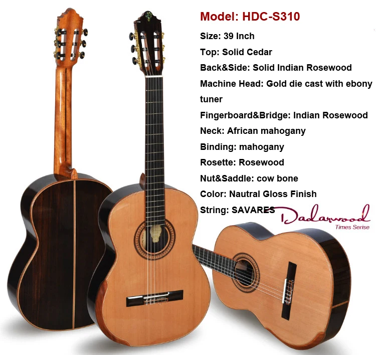 Dadarwood HDC-S310C 39 Inch full solid wood classical guitar guitarra | Спорт и развлечения