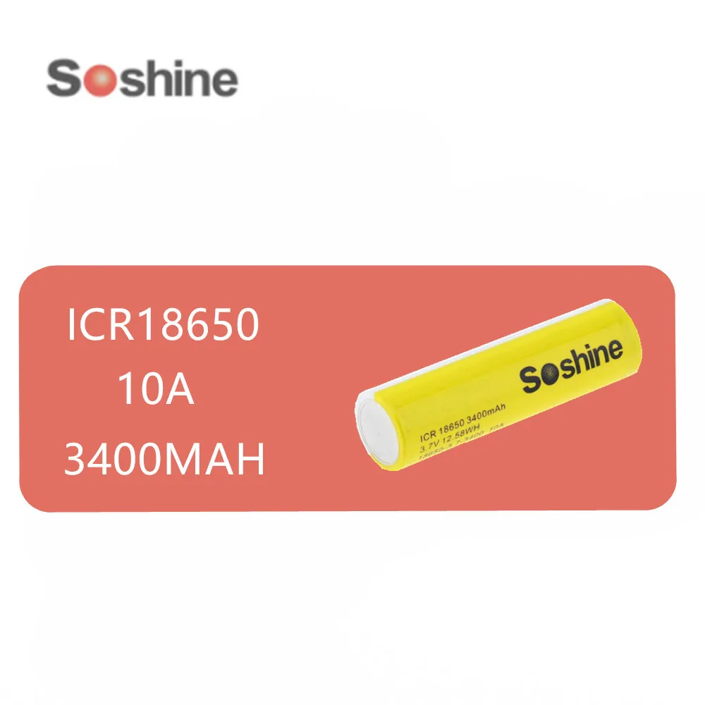 Оригинальный перезаряжаемый аккумулятор SOSHINE ICR 18650 3 7 В 10 А 12 58wh 3400 мАч с