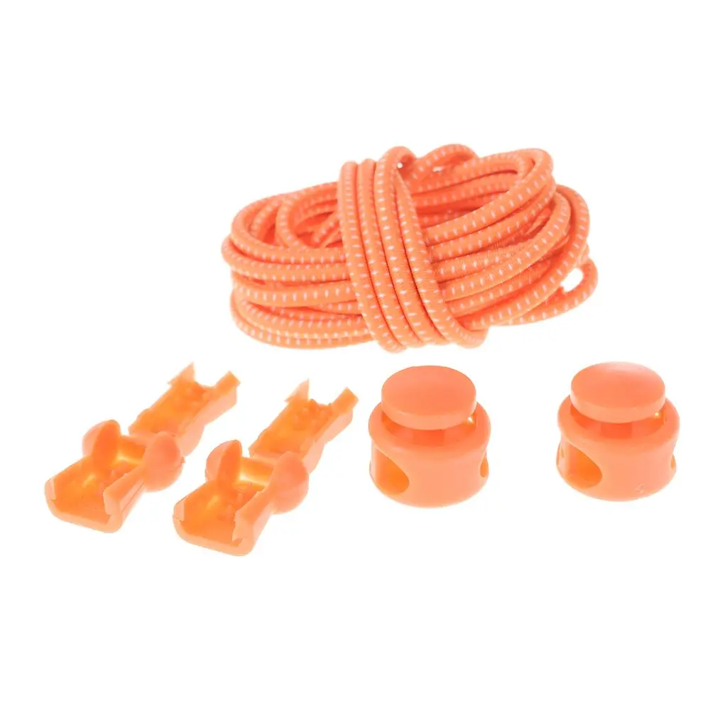 Оранжевый 1 пара шнурков Unsiex No Tie Locking круглые эластичные шнурки для обуви все кроссовки подходят ремешок спортивная обувь Пряжка ленивые шнурки - Цвет: Оранжевый