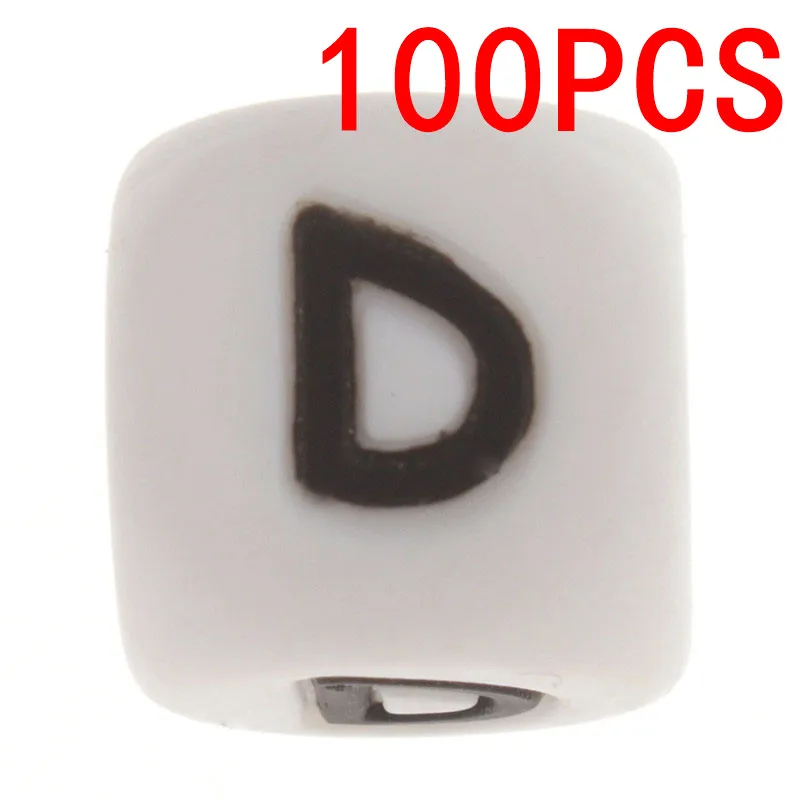 D100 100 шт. жемчуг Алфавит силиконовые бусины 12 мм прорезывание зубов для ребенка подарок для новорожденных Diy силиконовые Бусины Пищевой Силиконовый грызунок набор perle silicone dentition - Цвет: D100