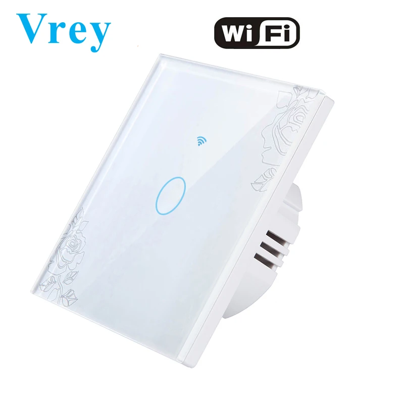 VR-WIFI-01 Lace Врей Wi-Fi приложение Smart Touch переключатель, 110 V-240 v настенный светильник Сенсорный экран переключатель, с украшением в виде кристаллов Стекло переключатель Панель и поддерживаемые дистанционное управление - Цвет: VR-WIFI-01 Lace