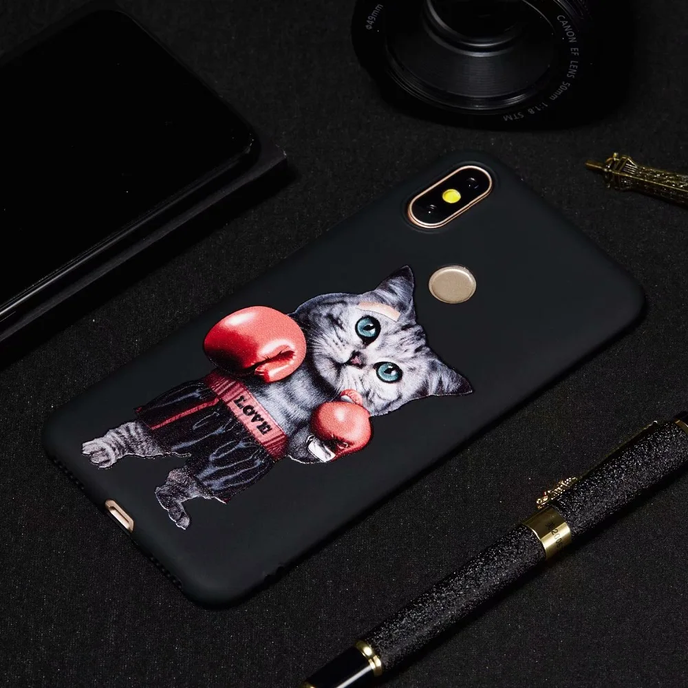 Cartoon Boxing Cat Pattern Matte soft tpu Case for Xiaomi Redmi Note 7 6pro mi 8pro mi9 Phone Cover xiaomi case |