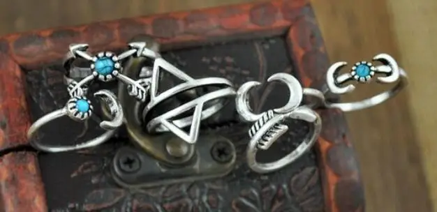 6 шт. простой дизайн серебристый набор колец для женщин ручной работы с