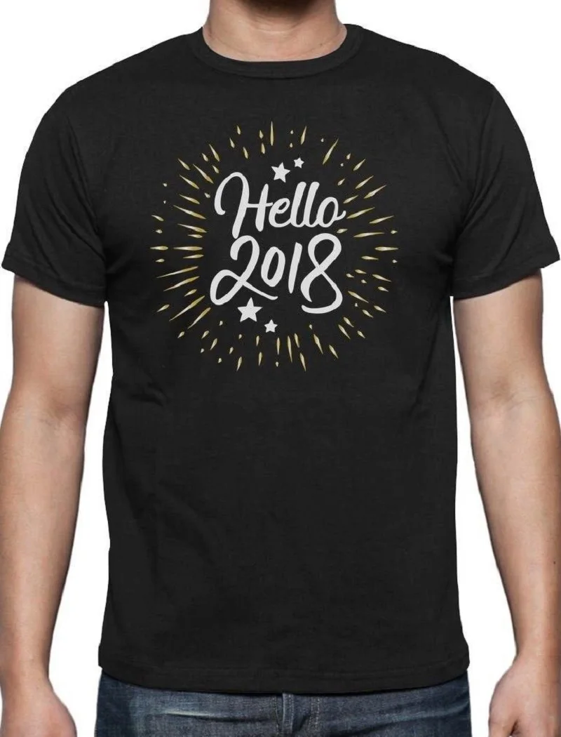 Лидер продаж 100% хлопок o образным вырезом Hello 2018! Короткий рукав офисные футболка
