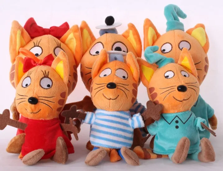 3 шт./лот три котята 30 см русские Мультяшные счастливые кошки 20 мягкие плюшевые