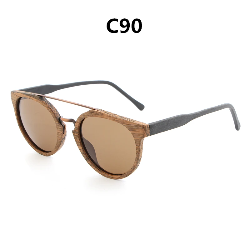 C90 AZB деревянные солнцезащитные очки, поляризационные линзы, UV400, Мужские Винтажные Солнцезащитные очки, деревянные солнцезащитные очки для женщин, oculos de sol masculino - Цвет линз: C90