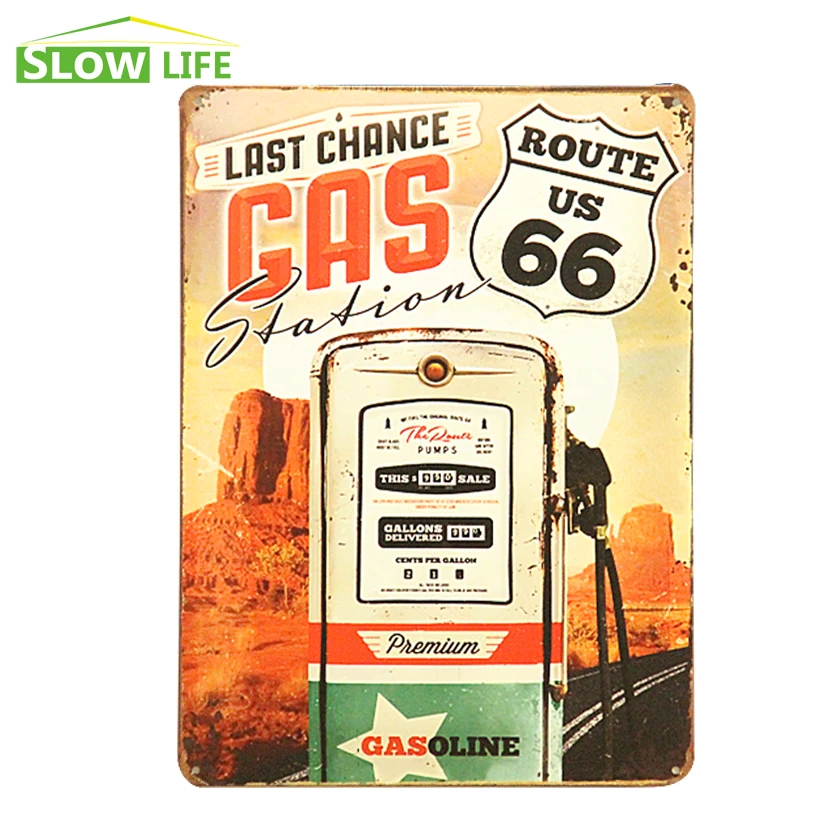 АЗС US Route 66 винтажный домашний декор Оловянная вывеска 8 &quotx 12&quot металлическая