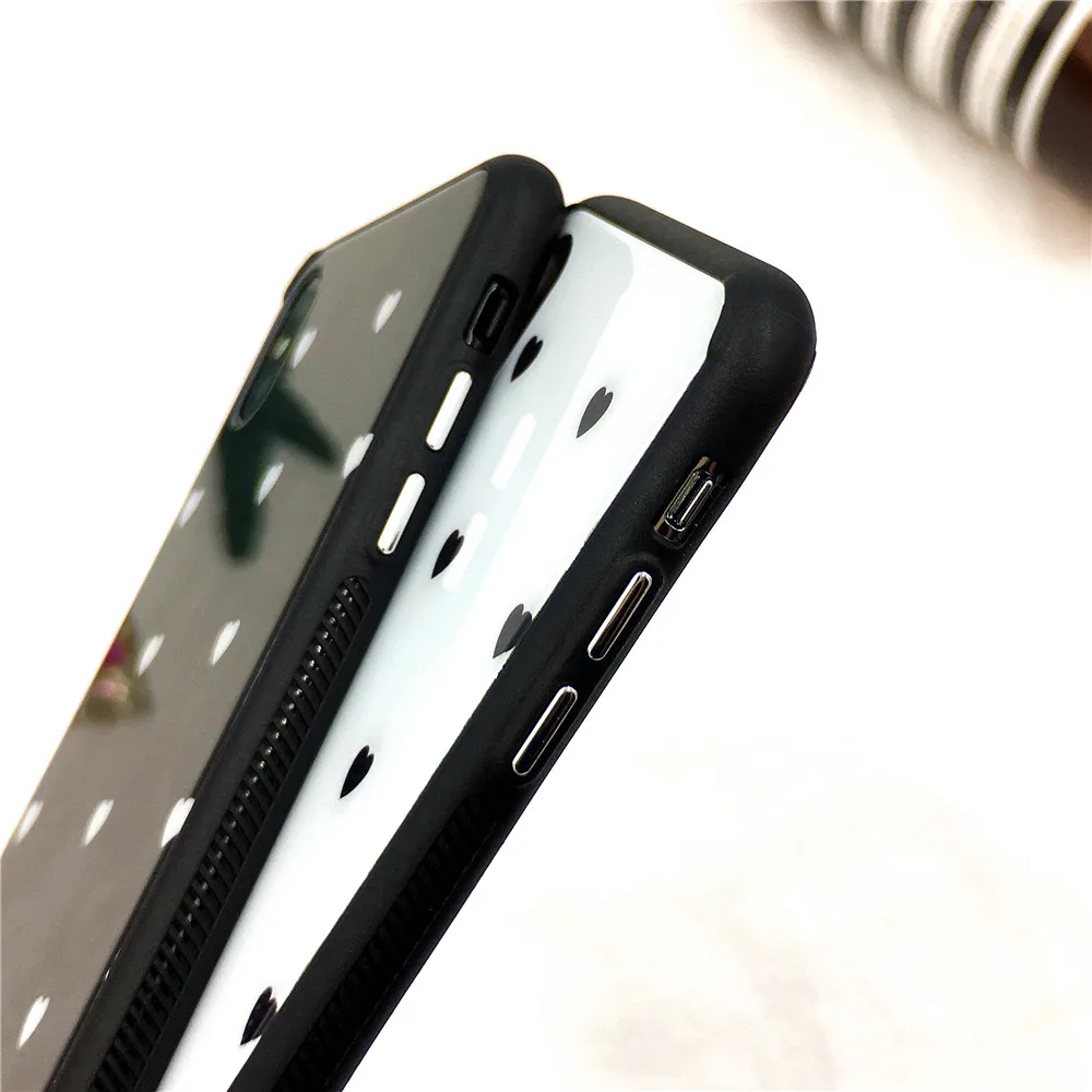 Стеклянный чехол с сердечком для iPhone X 6 6S 7 8 Plus роскошный модный пары телефона |