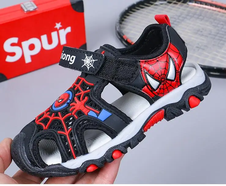 Сандалии для мальчиков с рисунком Человека-паука мягкие повседневные летние