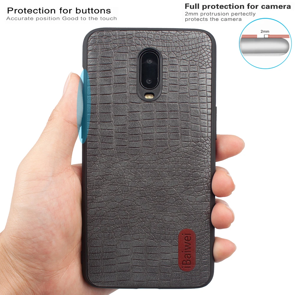 For OnePlus 6T Crocodile Texture Leather Case 1+6T PC Back Cover Shockproof Protection Shells for Fashion Phone |