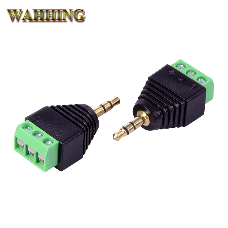 

5pcs 3.5mm 1/8 inch Stereo Male Plug to AV Screw Video Balun Terminal Jack 3.5mm Male 3pin Terminals Block Plug Connector HY1576
