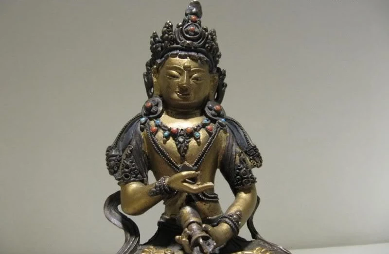 Tiebt храм 100% чистая бронза 24K золото позолота Vajradhara статуя Будды
