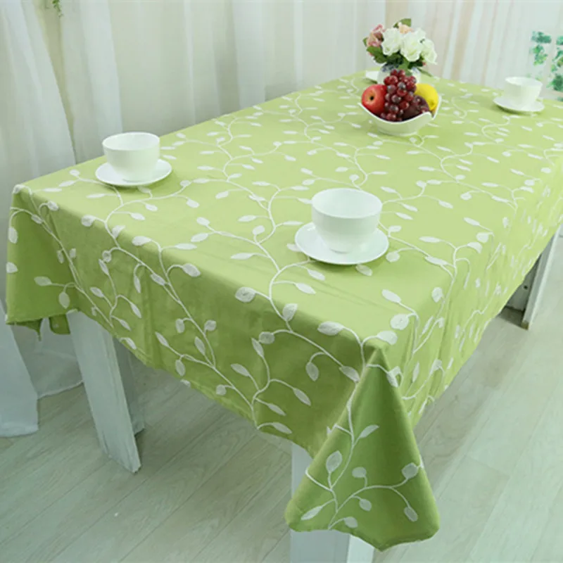 Скатерть с вышивкой в виде листиков зеленая скатерть для дома/столовой/Вечеринки