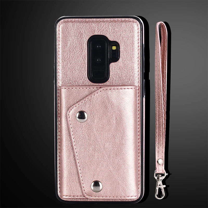 Роскошный кожаный чехол-кошелек с картами для Samsung Galaxy S9 Plus защитный чехол