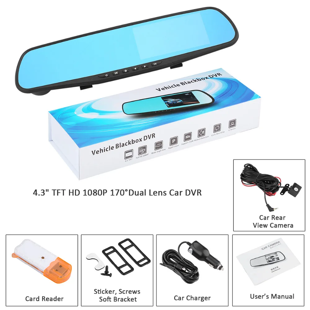 Q103B Автомобильный видеорегистратор Full HD 1080P 4 3 &quotTFT ЖК 170 градусов двойной