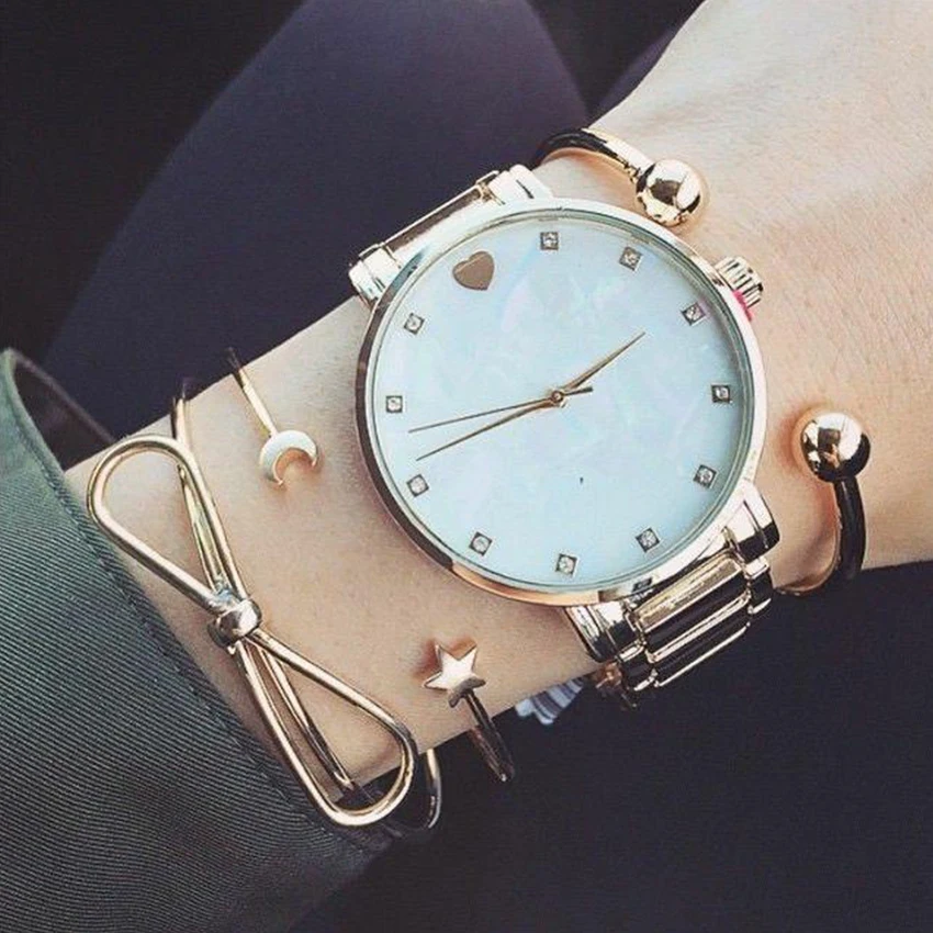 Простой Moon Star браслет для женщин с бантами Femme браслеты жёсткий feminina pulseras mujer
