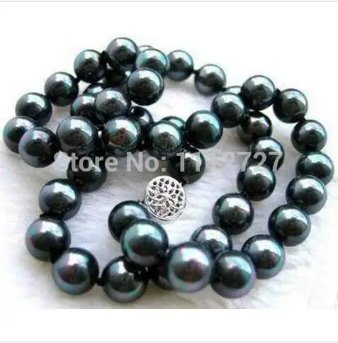 

Charm! 10 mm black south sea shell pearl necklace pearl jewelry natural stone 18 "AAA