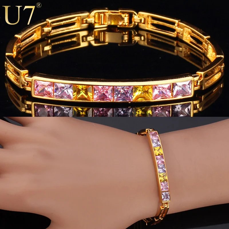 

U7 Unique Design Bracelet Fashion Jewelry Gold Color Trendy AAA Cubic Zirconia Bracelets For Women H532