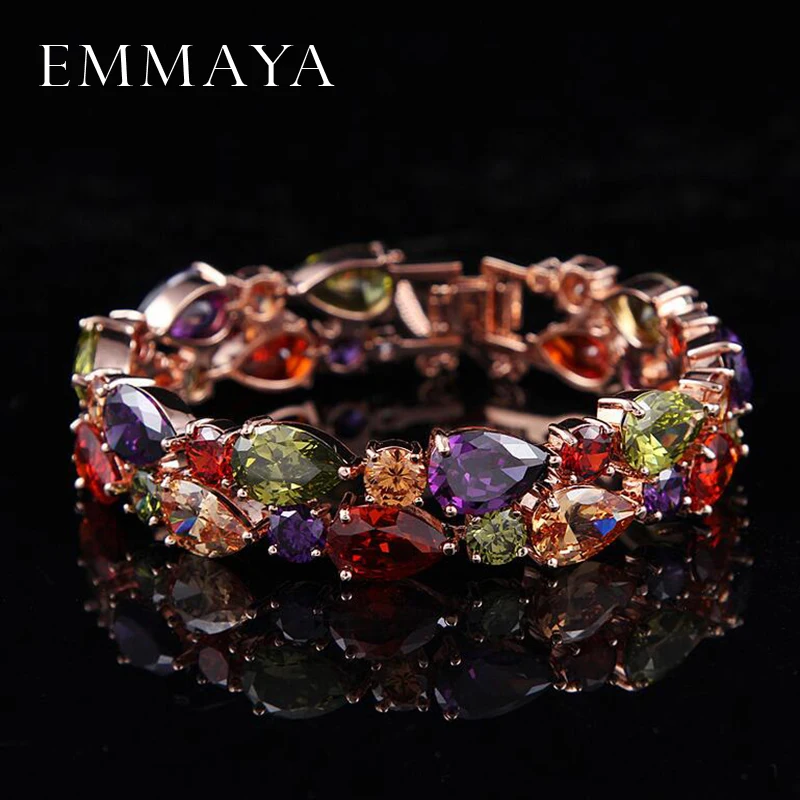 Женские браслеты с разноцветными фианитами Emmaya свадебные кристаллами из