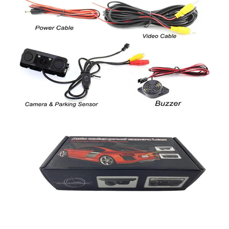 

3 in 1 Car Parking sensor Rear View Camera with 2 Sensors Indicator buzzer Alarm Car Reverse Radar Assistance System car camera