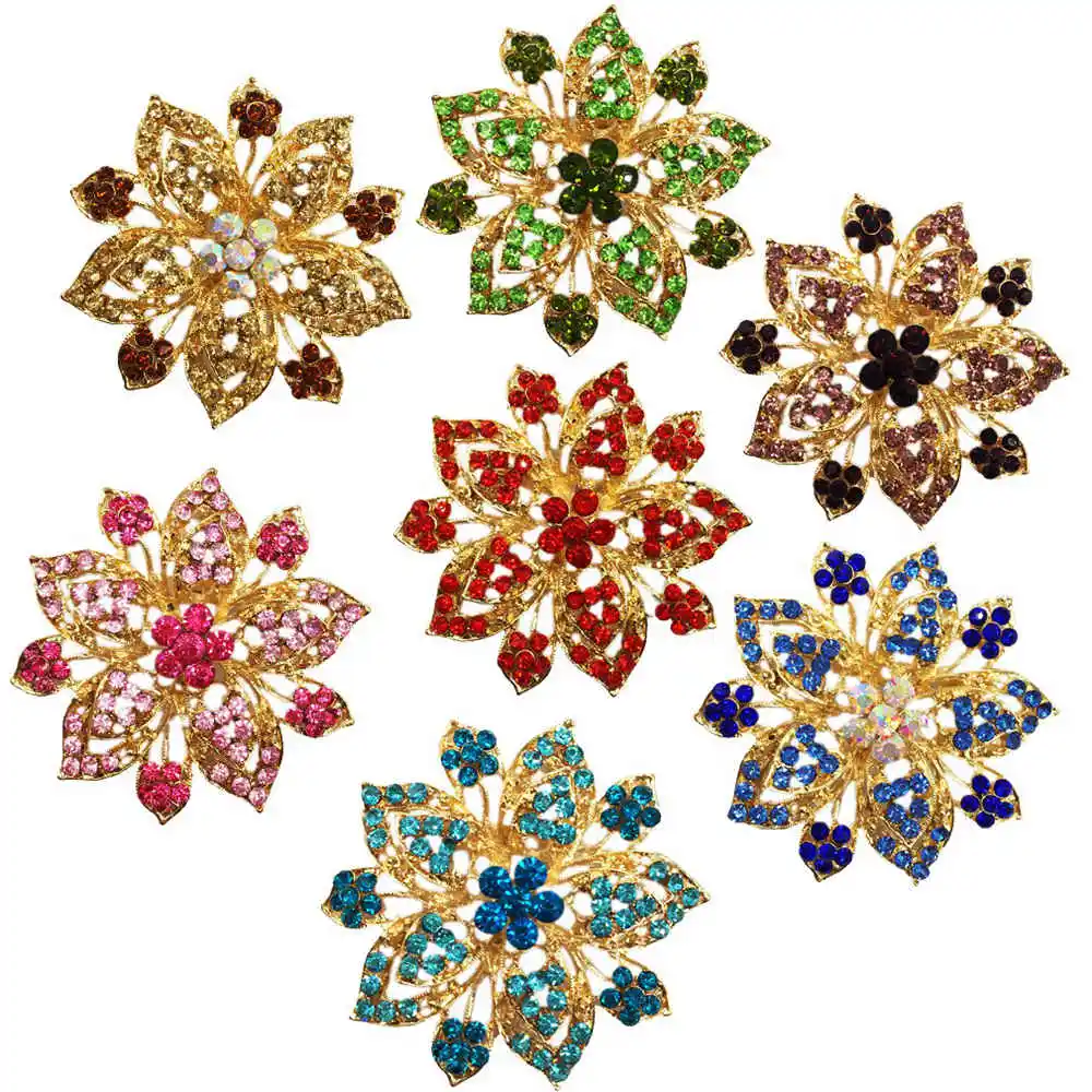 Mixed Colors Большой Хрустальный цветок крупная брошь булавки и броши свадебные ювелирные изделия бижутерия корсажное платье пальто аксессуары BA059 - Окраска металла: Mixed Colors