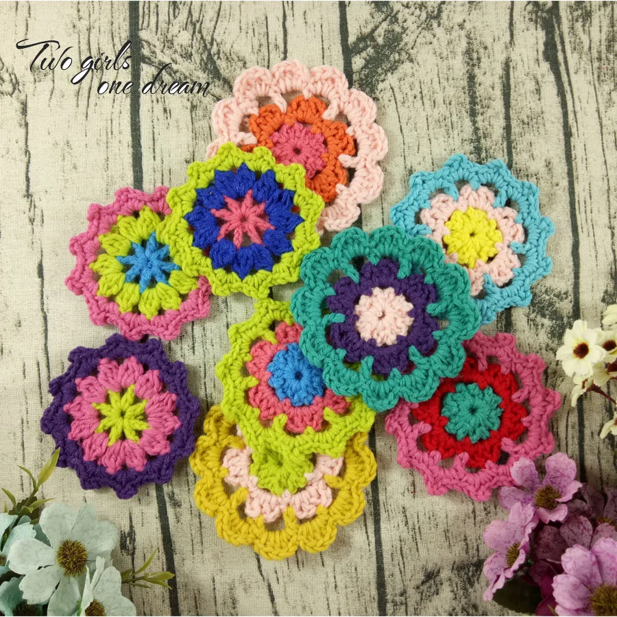 

Original DIY Blended Colors 9-10cm Coaster Handmade Crochet Doilies Wedding Table Decor Doily Placemat Clothes Accessories 30pcs
