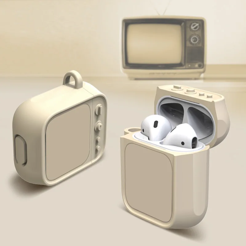yellow1 Ретро tv box силиконовый чехол для наушников для airpod чехол милый чехол для airpods силиконовый брелок для наушников защита от пыли - Цвет: yellow1