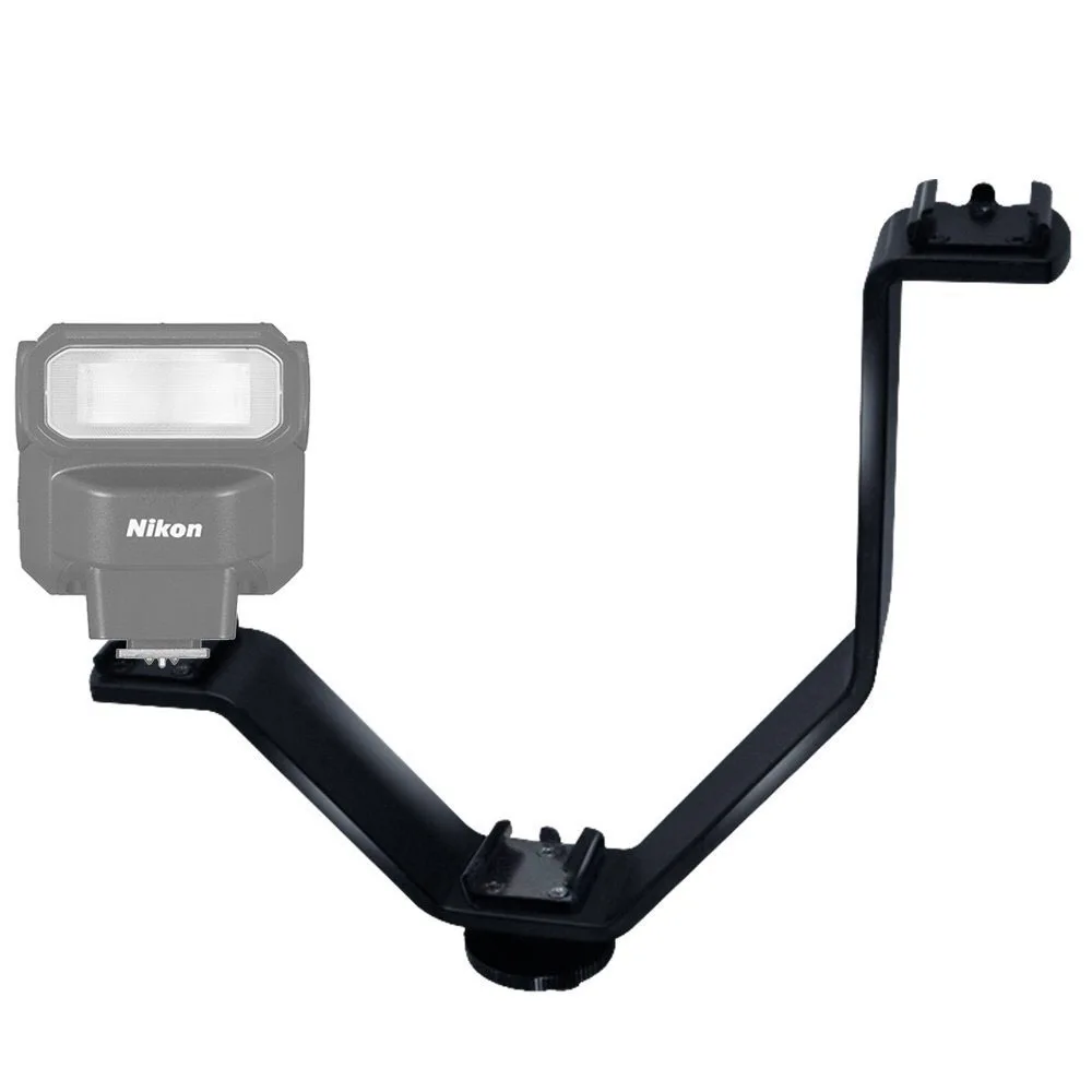 Triple Hot Shoe V Mount Flash Bracket for Video Lights Microphones or Monitors on Cameras and Camcorders | Электроника