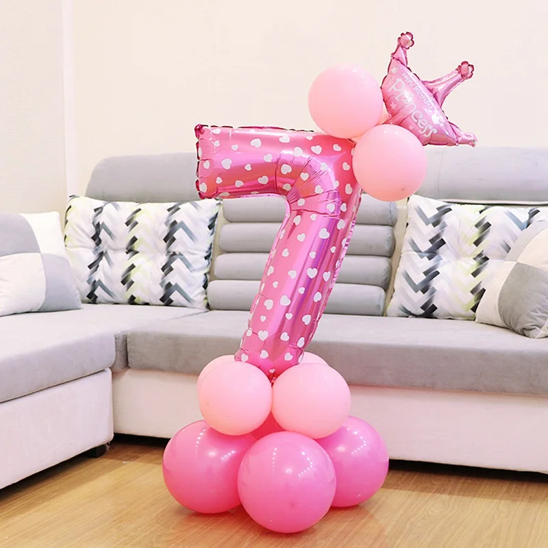pink 7 С днем рождения, розовое золото, воздушный шар для колонны, мои первые вечерние украшения, для детей, для маленьких мальчиков и девочек, для взрослых, единорог, гирлянда, 2, 3, 4, поставки - Цвет: pink 7