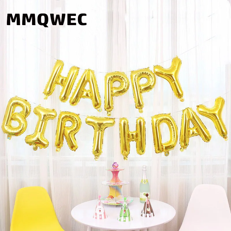 MMQWEC 13 шт./лот с днем рождения надувной Алфавит гелиевые буквы фольги шары подвесной баннер для вечеринки в честь Дня Рождения украшения Globos