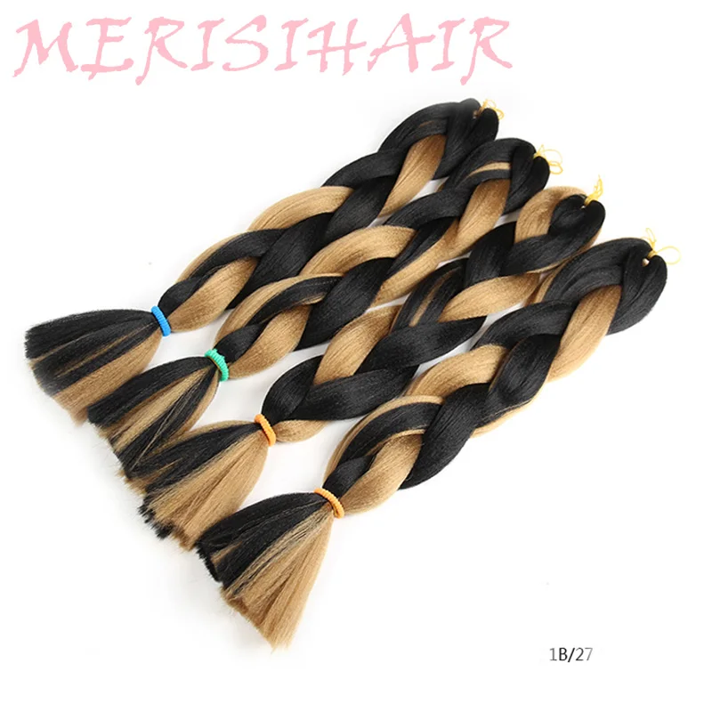 # Серебристо-Серый MERISIHAIR, 24 дюйма, Омбре, розовый, блонд, красный, синий, плетеные волосы, синтетические, вязанные волосы для наращивания, огромные косички, прически - Цвет: # Серебристо-Серый
