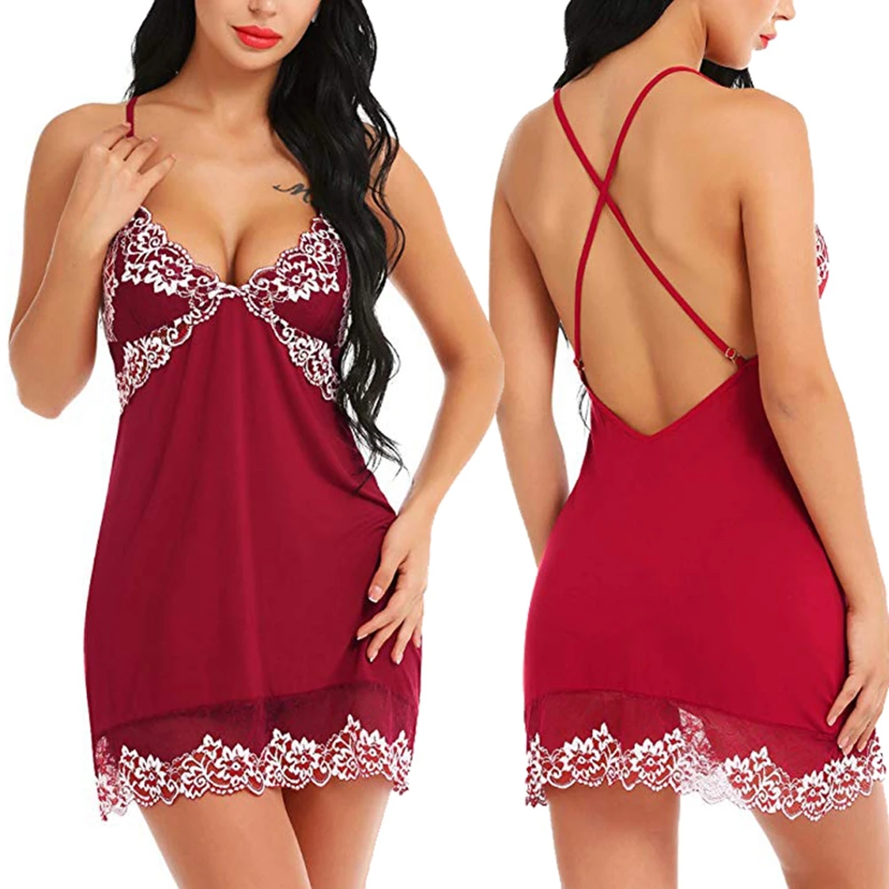 Женское сексуальное кружевное Ночное платье нижнее белье Глубокий V Babydolls повседневное домашнее платье Ночная рубашка модная Пижама летняя домашняя одежда