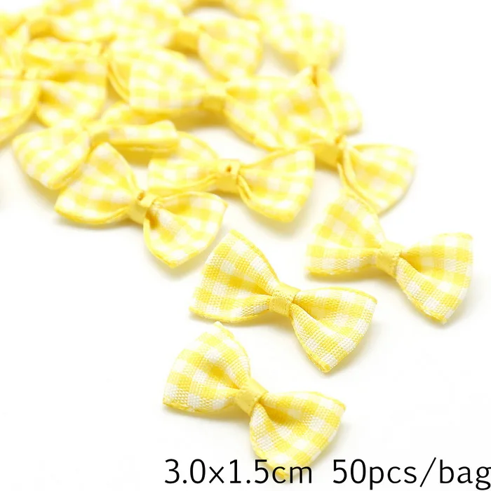 Yellow 25pcs Мульти цветная корсажная лента банты 3x1,5 см мини полоса лента бант свадебное украшение ремесло галстук-бабочка для девочки украшение для волос 25 шт - Цвет: Yellow 25pcs