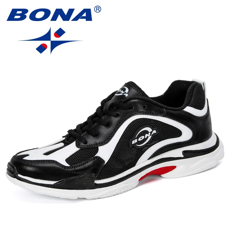 BONA/Новинка года; стильная повседневная обувь для мужчин; мокасины; Basket Homme; светильник; кроссовки; Chaussures Pour Hommes; мужские кроссовки - Цвет: Black white