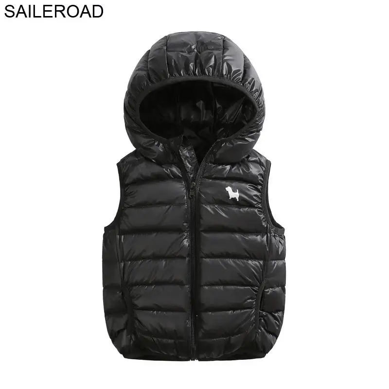 SAILEROAD 2-9Year Зимняя Девочка Мальчик Жилет Сплошной Цвет Дети Дети Мальчик Белая Утка Пух Жилет Теплая Детская Одежда