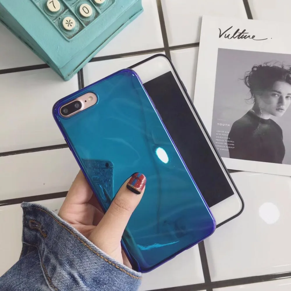 Yusee гальванизирует синий свет мягкий чехол для телефона стильный abstract Cover iPhone X 6 6S